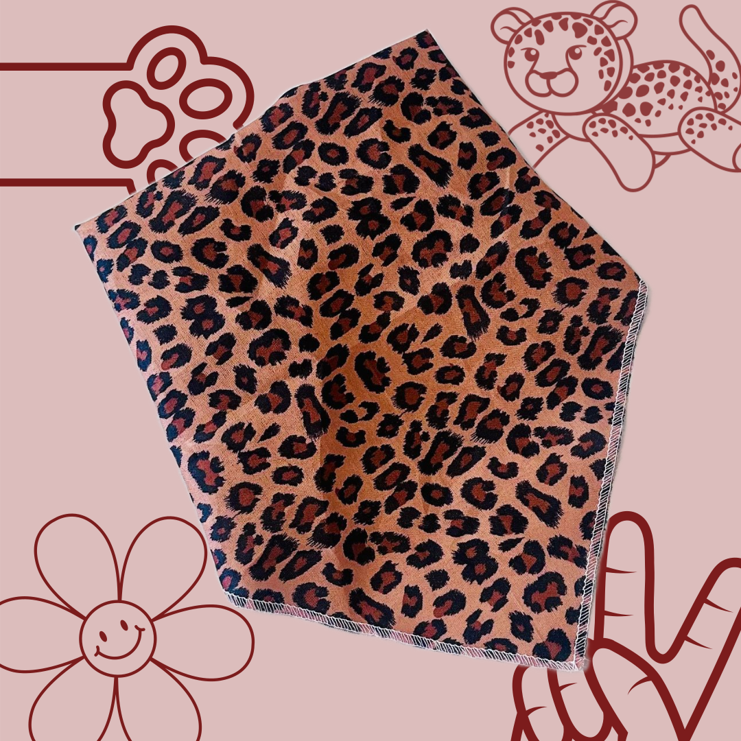 Brown Leopard Print Tie Up Dog Bandana