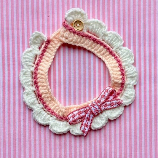 Pink Scalloped Edge Soft Knitted Dog Collar