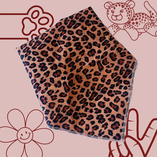 Brown Leopard Print Tie Up Dog Bandana